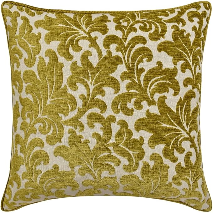 The HomeCentric King/Queen/Twin Chartreuse Decorative Full 68"x18" Bed Runner with 2 Pillow Cover, Velvet, Floral Pattern Bed Scarf on Velvet Fabric - Enchanted Chartreuse