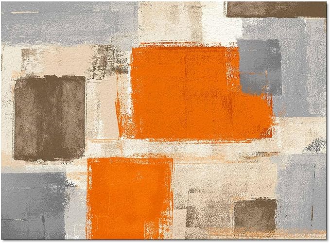 Orange Rectangular Area Rugs for Living Room Bedroom 3 x 5 ft Abstract Paint Texture Modern Art Non-Shedding Soft Low Pile Rug Non Slip Washable Rug for Nursery Entryway Playroom