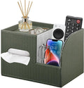 Modern PU Leather Cube Tissue Box Cover with Storage Tray, Multifunctional Remote Control Holder & Facial Tissue Dispenser Organizer for Nightstand, Bathroom, Bedroom, Office & Home Decor