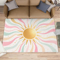Boho Sun Area Rugs 5x8ft, Minimalist Sunburst Living Room Carpet, Abstraction Deco Decorative Carpet Protect Floor for Bedroom Men Office Hardwood Floors