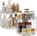 LAMU 2 Pack 2 Tier Lazy Susan Turntable Organizer 9.25'' Rotating Spice Rack Organization for Cabinet, Kitchen, Pantry, Countertop, Bathroom, Vanity, Medicine Cabinet Organizer, Clear