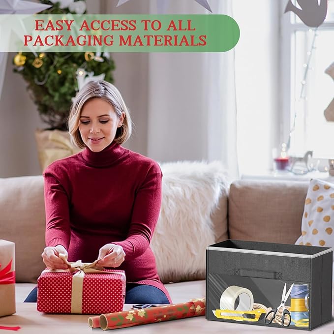 Ofiray-home Over Door Wrapping Paper Organizer Storage with 5 Removable Drawers & 2 Large Side Pockets for Gift Wrap Rolls Wrap Storage for Ribbons, Bows, Ornaments and Tools