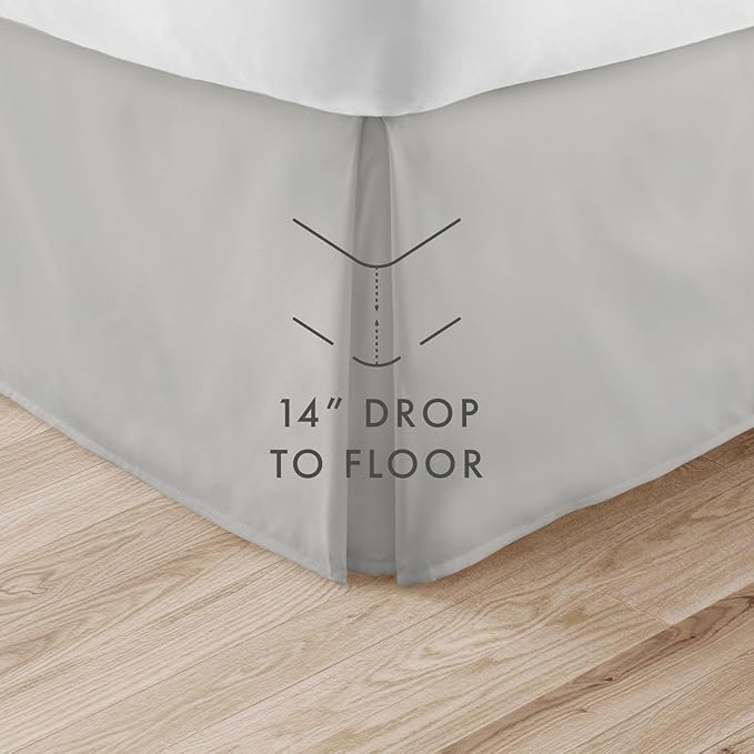 Linen Market Bed Skirt - Ultra Soft Microfiber - Easy Fit with 14 Inch Tailored Drop - Hotel Quality, Shrinkage & Fade Resistant - Bed Cover - Queen Bed Set - Bedroom Décor - (Light Gray)