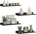 WOPITUES Floating Shelves, Wall Mounted Shelves for Room Decor, Modern Display Shelf for Bedroom, Sturdy Bathroom Storage Shelves, Book Shelves for Living Room, Black Small Corner Shelves, Set of 4