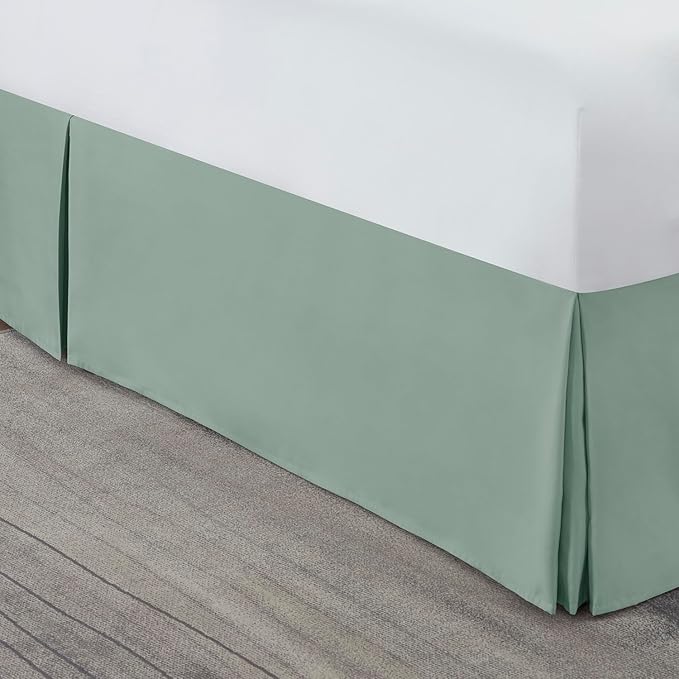 Nestl Sage Green Bed Skirt Cal King Size - Cal King Bed Skirt 14 Inch Drop - Brushed Microfiber Bed Skirts - Hotel Quality Pleated Bed Skirt - Shrinkage & Fade Resistant