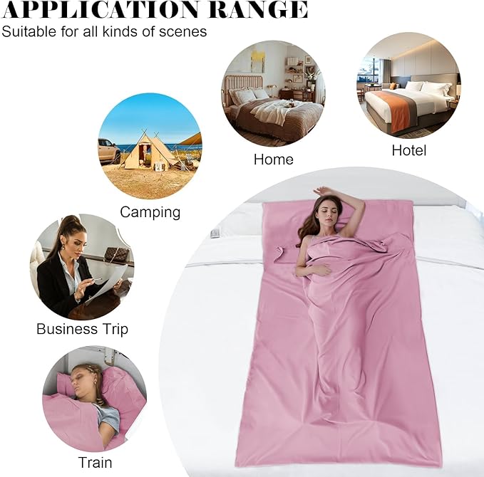 Sleeping Bag Liner,Travel Sheet & Adult Sleep Sack, Camping Sheets Travel Sleep Sack for Backpacking,Hotels & Hostels -Lightweight Single &Double Travel Sheet Camping Sheets