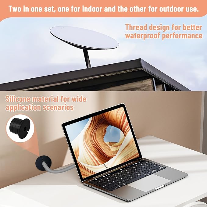 Cable Routing Kit for Starlink for 1 inch Wall Hole, Wall Bushing Grommet, Starlink Accessories, Silicone Cable Wall Pass, Starlink Anti-Slip Wall Grommets for Cables (1 inch) 2 Pcs