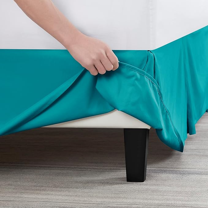 Nestl Teal Bed Skirt Cal King Size - Cal King Bed Skirt 14 Inch Drop - Brushed Microfiber Bed Skirts - Hotel Quality Pleated Bed Skirt - Shrinkage & Fade Resistant