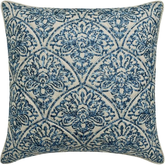 The HomeCentric King/Queen/Twin Blue Decorative King 90"x18" Bed Runner Without Pillow Cover, Embroidery, Quilted Bed Scarf on Cotton Fabric - Farzeen Blue