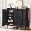 5+2 Tier Shoe Storage Cabinet with 3 Doors, 40" Tall Entryway Cabinet for 30 Pairs Shoe, Shoe Rack Organizer with 5 Adjustable Shelves & Metal Legs, Shoe Storage for Front Door Entrance, Black