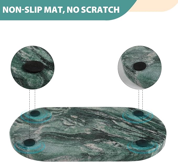 Koville Norway Natural Marble Tray, 12"x6" Vanity Decorative Tray for Countertop Organizer, Catchall Tray for Perfume, Candles, Jewelry Dish