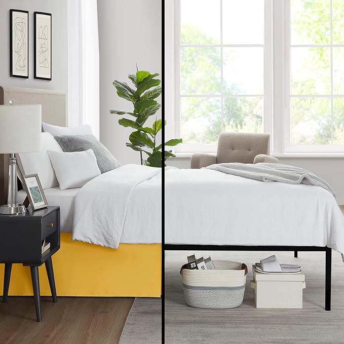 Nestl Yellow Twin XL Bed Skirt - Twin XL Size Bed Skirt 14 Inch Drop - Brushed Microfiber Bed Skirts - Hotel Quality Pleated Bed Skirt - Shrinkage & Fade Resistant