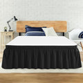 Queen Bed Skirt, Elastic Wrap Around Bed Skirt Queen Size, Bed Skirts for Adjustable Bed, Easy Fit with 18" Drop Length Tailored Drop Dust Ruffle (Black)