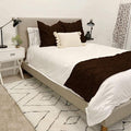 Bed Runner Set - 100% Pure Cotton 800 Thread Count - Luxury 1 Pinch Pleated Bed Runner and 2 Pillow Cover - 3 Piece Pinch Pleated Bed Runner Set King, Chocolate
