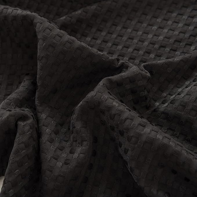 Bed Skirt King Size, Pleated Waffle Weave Bed Skirt with Split Corners, Tailored Dust Ruffle 14 Inch Drop Easy Fit, Machine Washable (Black, King - 14" Drop)