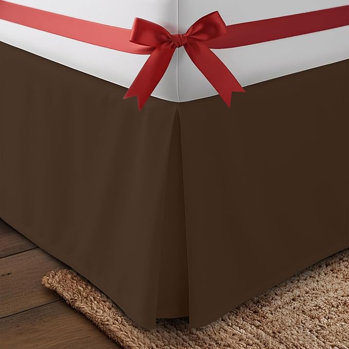 Utopia Bedding King Bed Skirt - Soft Quadruple Pleated Ruffle - Easy Fit with 16 Inch Tailored Drop - Hotel Quality, Shrinkage and Fade Resistant (King, Brown)