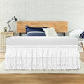 Twin Bed Skirt, Double-Layered Ruffled Eyelet Bed Skirt, Wrap-Around Elastic Dust Ruffle Twin Size with Gathered Styling and Embroidered Details, 14" Drop Length (White)