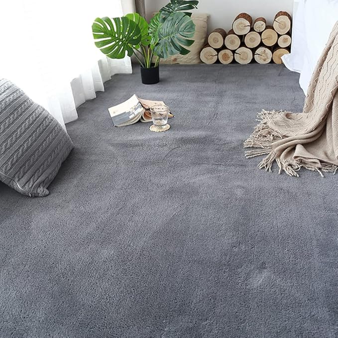 Soft Cashmere Area Rug Luxury Bedside Carpet Bedroom Living Room Mats Solid Color Children's Room Rugs Runner Carpets Indoor Mats Home Décor White Gray Red 2' X 5.2'