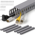 ZhiYo H1.4 W1.6 in Server Rack Cable Management Raceway, 99in (6X L16.5in) Cable Raceway Kit, Electrically Safe PVC Open Slot Wire Cord Hider for Under Desk/Computer/Network Cords, Gray