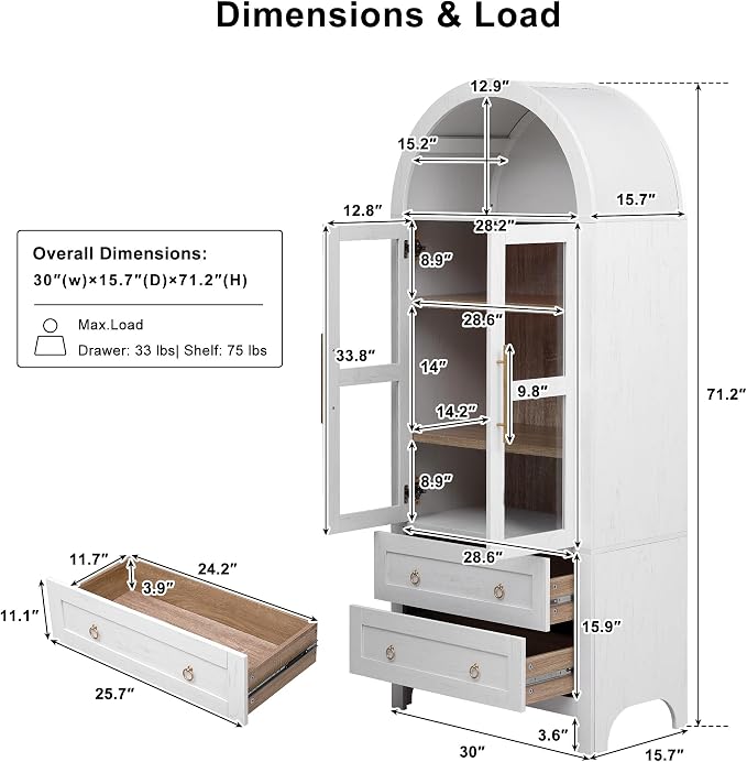 71" Arched Storage Cabinets