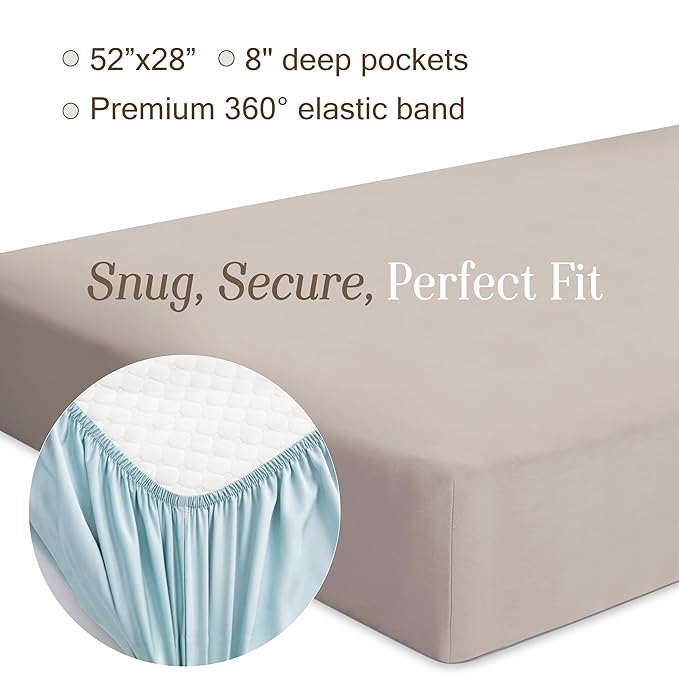 Bella Coterie Luxury Bamboo Viscose Crib Sheet | Organically Grown | Ultra Soft | Cooling for Better Sleep | Deep Pocket Fitted Sheet for Crib & Toddler Mattress | 100% Organically Grown [Dune]