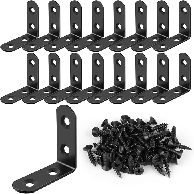 16 Pcs L Bracket Stainless Steel Corner Brace Sets, 90 Degree Right Angle