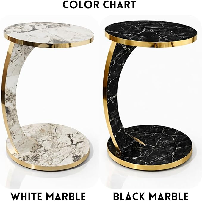 Luxury C Shaped Golden Effect Side Table