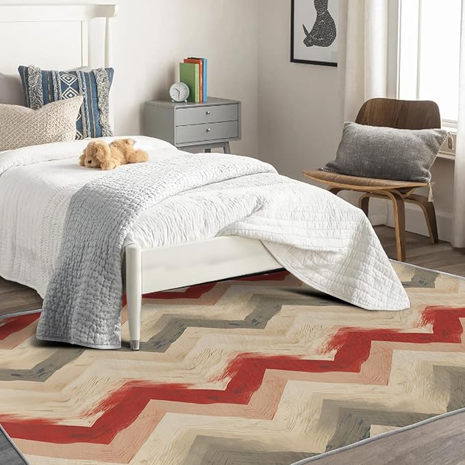 Chevron Pattern Rug, 2x3 Rug, Farmhouse Stripes Rugs for Living Room Bedroom, Stripes Small Area Rug, Washable Rug Non Slip Soft Indoor Carpet, Chevron Pattern Home & Room Decor
