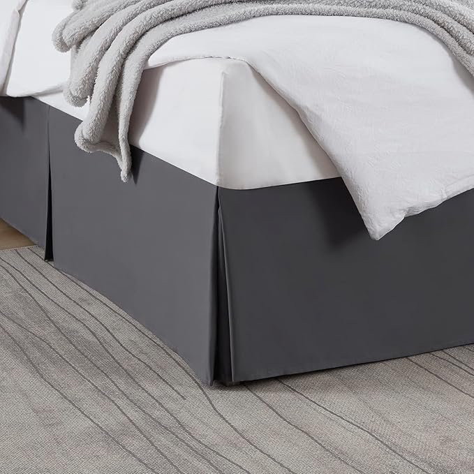 Nestl Dark Gray Twin XL Bed Skirt - Twin XL Size Bed Skirt 14 Inch Drop - Brushed Microfiber Bed Skirts - Hotel Quality Pleated Bed Skirt - Shrinkage & Fade Resistant
