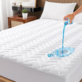 Twin Size Waterproof Mattress Protector Quilted, Breathable Ultra-Soft Filling Mattress Pad, Fitted Deep Pocket Mattress Cover Fits 6''-19'' Mattress White