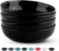 KooK Pasta Bowl, Salad Bowls, Soup, Serving Bowls, Ceramic, Large Capacity, Microwave & Dishwasher Safe, Set of 4, 40 Oz,(Black)