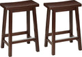 Amazon Basics Solid Wood Saddle-Seat Counter Height Bar Stools