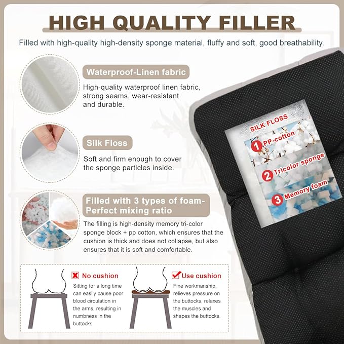 Bench Cushion 48 inches,Indoor/Outdoor Non-Slip Tufted Cushions, Premium Waterproof Linen, Soft Piano Sofa Cushions, Entryway Storage, Bay Window, High-Density Memory Foam(Light Grey-48x16x4in)