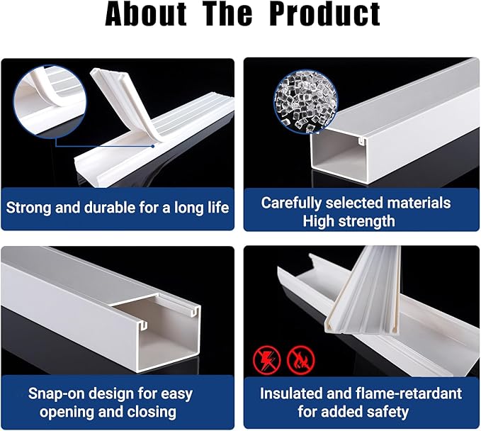 Cable Management ，315in PVC Cord Hider TV Cable Hider Wall，Paintable Cord Concealer for Hide Cords Wall Mounted，Wire Covers for Cords on Wall， L15.75*W0.95* H0.55in,White
