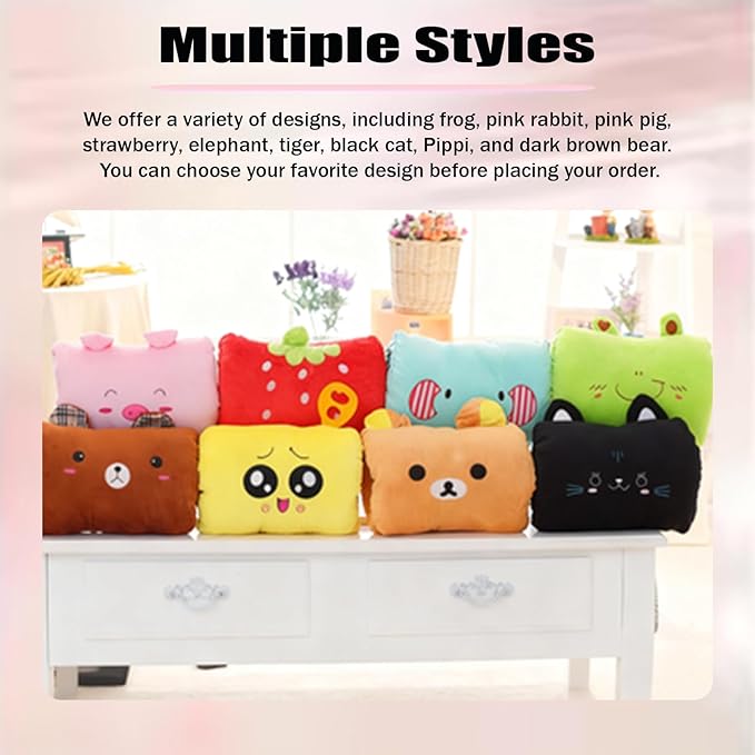 Kids Cartoon Hand Pillow Hand Warmer,Multifunction Home Animal Doll Plush Muffs Cartoon,Soft Cotton,for Napping,Travel Essentials (model4)