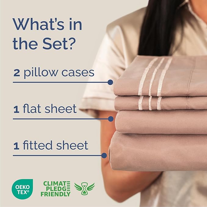 Cal King Size 4 Piece Sheet Set - Comfy Breathable & Cooling Bed Sheets Set - Hotel Luxury Bedding for Women, Men, Kids, Teens, Boys & Girls - Deep Pockets, Ultra-Soft, Wrinkle Free - Oeko-Tex - Mauve