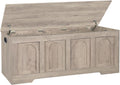 DINZI LVJ Storage Chest, 50”Extra Large Storage Bench with 2 Safety Hinges, Wooden Toy Box with Flip-Top, Large Trunk for Living Room, Playroom, Easy Assembly, Greige