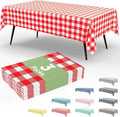 Smiry 3 Pack Red Gingham Disposable Tablecloths, 54" x 108" Rectangle Plastic Checkered Table Cloth, Waterproof Buffalo Plaid Table Covers for Picnic, Outdoor, Birthday, Party
