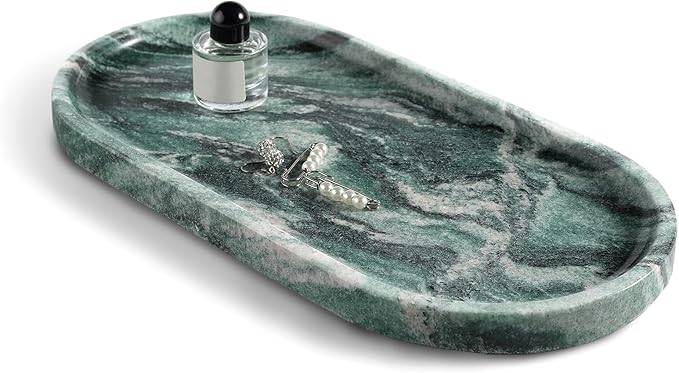 Koville Norway Natural Marble Tray, 12"x6" Vanity Decorative Tray for Countertop Organizer, Catchall Tray for Perfume, Candles, Jewelry Dish