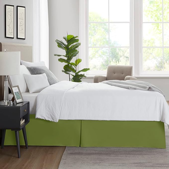Nestl Calla Green Twin Bed Skirt - Twin Size Bed Skirt 14 Inch Drop - Brushed Microfiber Bed Skirts - Hotel Quality Pleated Bed Skirt - Shrinkage & Fade Resistant