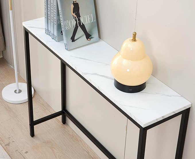loglus Console Table for Entryway, Faux Marble MDF Sofa Table