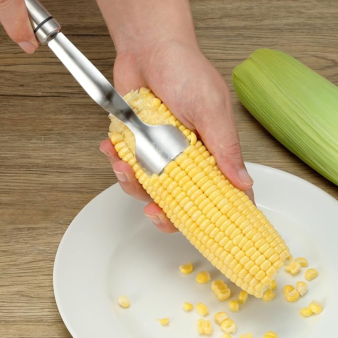 iziusy Corn Peeler Corn Cob Remover, Stainless Steel Corn Stripper Tool, Heavy Duty Kitchen Gadget for Removing Corn Kernels from Cobs