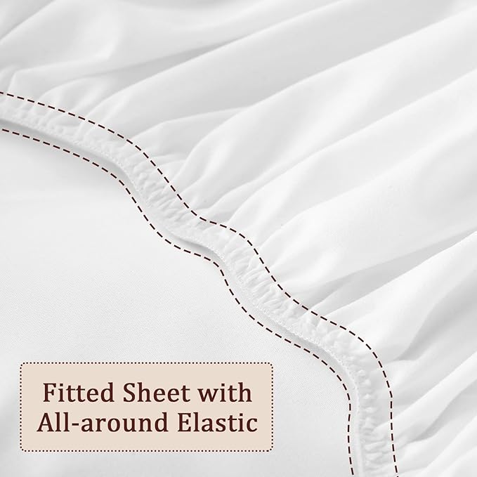 Fitted Sheet for Queen Air Mattress, with 18-24 Inch Extra Deep Pocket, Soft Breathable Bed Sheet Bottom Mattress Cover for Inflatable Air Bed, White