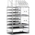 Cq Acrylic 4 Pack Clear Makeup Storage, Stackable 10 Drawer Organizer for Vanity, Jewelry, Hair Clip, Beauty & Skincare Products