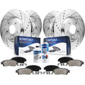Detroit Axle - Brake Kit for 2013-2016 Ford Escape 2014-2018 Transit Connect, Drilled Slotted Disc Brake Rotors Ceramic Brakes P