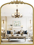WallBeyond Gold Vintage Mirror for Vanity 24x32 Inch, Gold Antique Mirror with Ornate Frame, Arched Vintage Wall for Bathroom, Living Room, Fireplace, Entryway