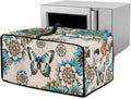 Microwave Oven Dust Cover Waterproof Polyester-Linen Fabric Microwave Oven Cloth Cover Universal Case Protections Protector with Storage Bags, Boho Mandala Floral Butterfly Print, L