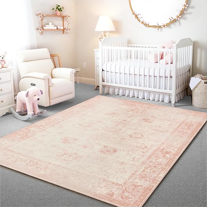 Istana 5x7 Area Rug - Pink Rugs for Living Room 5x7 - Foldable Rugs for Bedroom - Stain Resistant Washable Rug - Eco-Friendly Boho Area Rugs - Easy to Clean Living Room Rug
