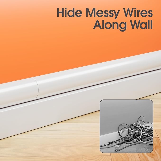 TV Wire Hider Wall, 113.4in Cord Hider Cord Covers for 2-3 Wires on Wall, Paintable Cable Hider Wire Covers for Cords on Wall, Cable Cover Raceway Wire Hider for Walls Mount Tv, W1.57 H0.59in, White