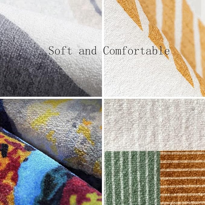 Vintage Boho Area Rugs Multicolor Ethnic Style Geometric Splicing Carpets Bedroom Living Room Kitchen Floor Mats Indoor Outdoor Non-Shedding Runner Rug Home Décor Carpet 2' X 3'